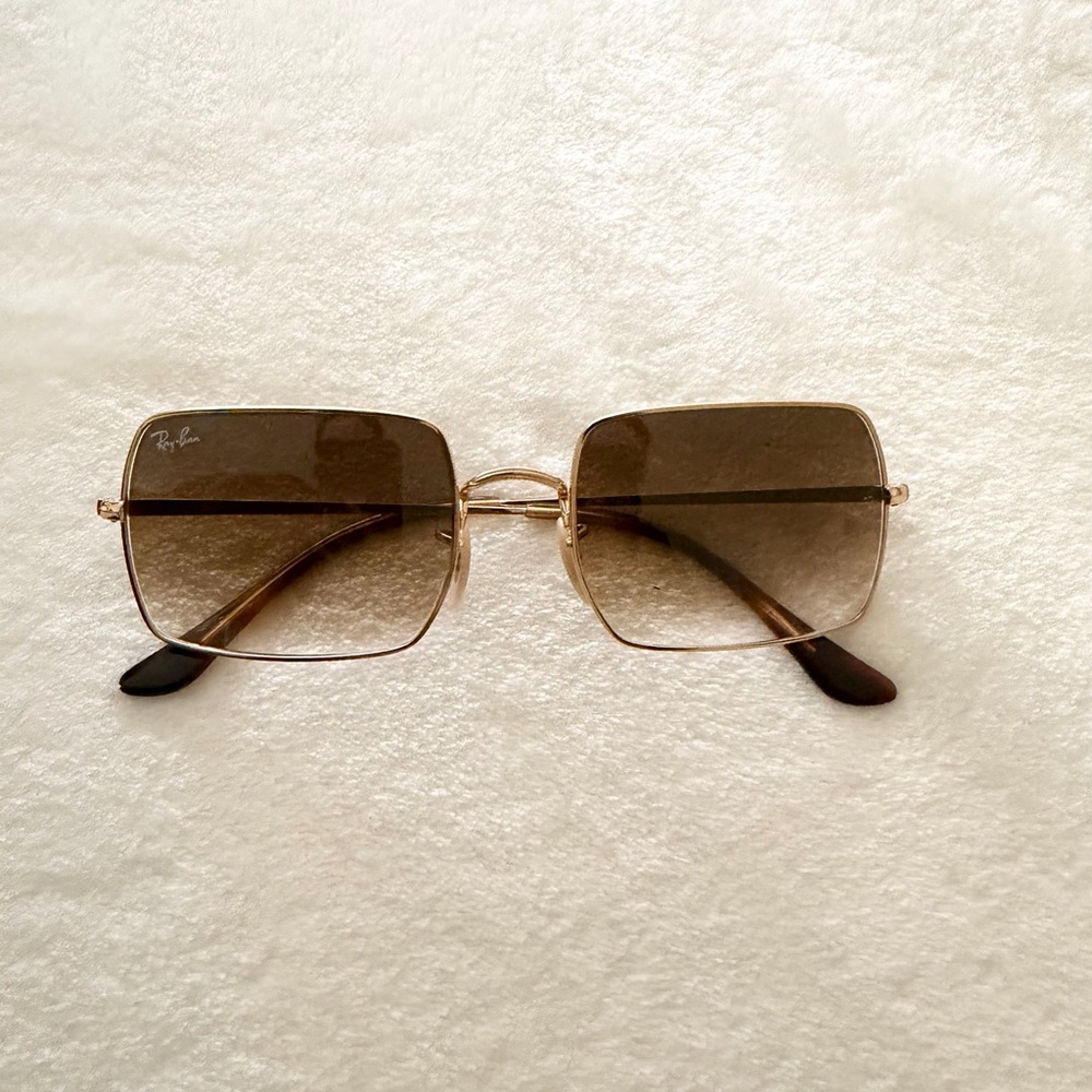 Ray-Ban Gold and Brown Square Sunglasses